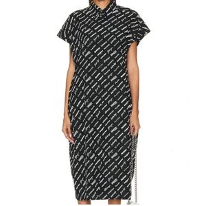 BALENCIAGA Lunar New Year All Over Logo Swing Collar Dress